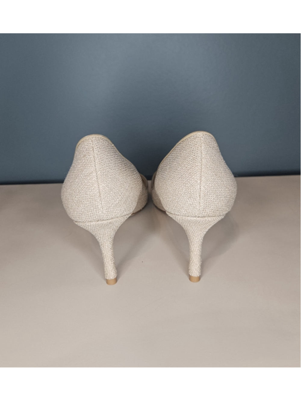 Jimmy Choo Romy 60 Champagne/Tan Woven Heels Pumps 38.5 US 7.5/8 - Picture 4 of 8